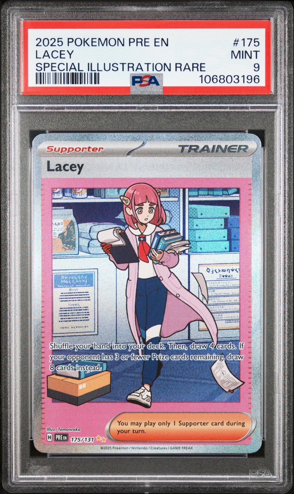 2025 POKEMON PRE EN-PRISMATIC EVOLUTIONS SPECIAL ILLUSTRATION RARE LACEY PSA 9