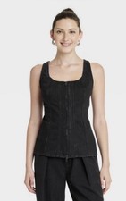 Universal Thread Women  s Size 8 Front Zipper denim Corset Top