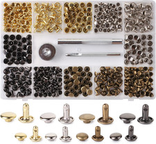 - Leather Rivets Kit, 4 Colors, 2 Sizes, 240 Pcs, Tubular Metal Studs