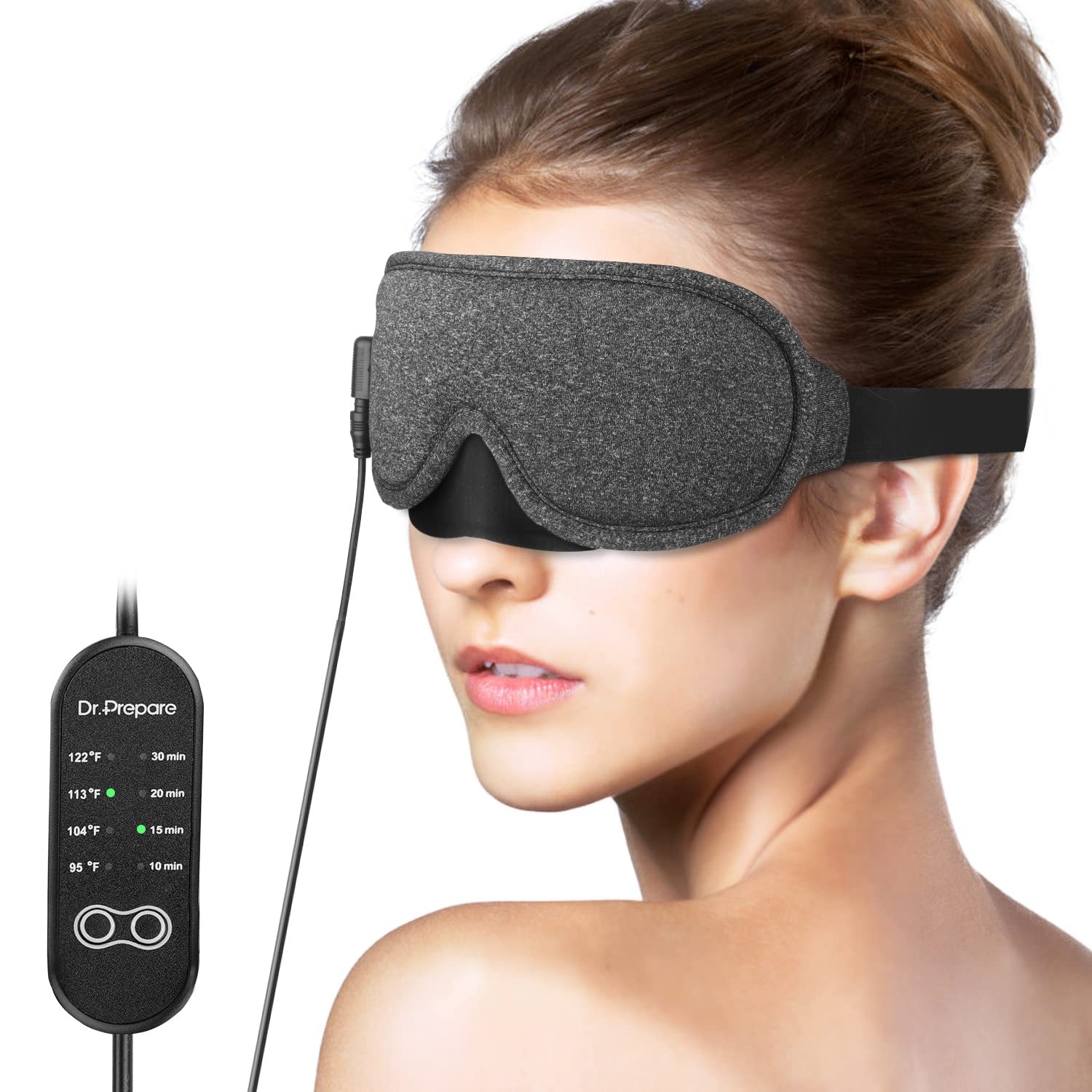 DR.PREPARE Heated Eye Mask, Electric USB Cotton Eye Compress Heating Pad with Sm