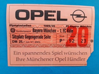 1 x 1 Sammlerticket / Bayern München 1. FC Köln / 1989/90