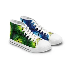 Rainbow Tree High Top Sneakers Colorful Nature Canvas Shoes art by Melody Lane