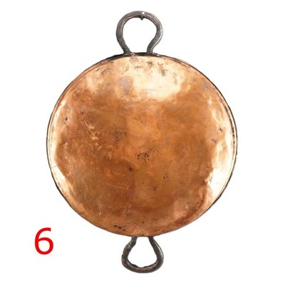 Antique Hand Forged Copper Pan Wrought Iron Handles Tinned Interior French 12''