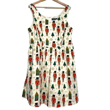 ModCloth Nutcracker Holiday Christmas Dress Fit & Flare Pockets Cotton womens 2X