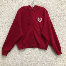 PINK Victorias Secret Hoodie Medium Adult Red Fleece Full Zip Sweatshirt Womens