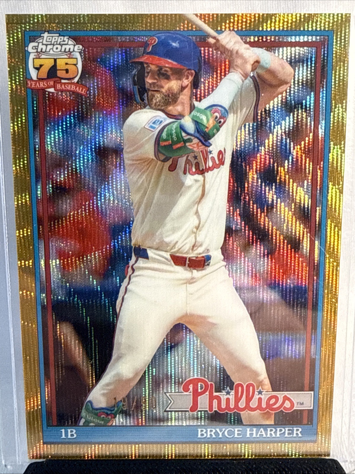 2026 Topps Chrome #91CB-3 Bryce Harper 1991 Gold Wave #/50 Philadelphia Phillies