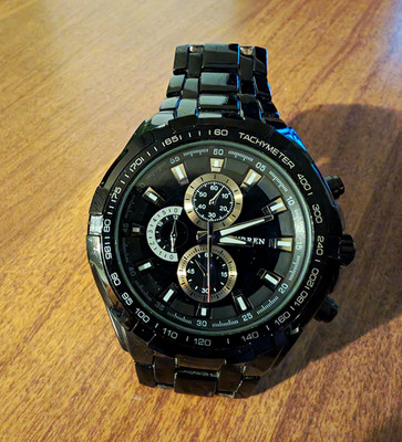 Curren M-8023 Men's Chronograph Quartz Black Stainless Steel Bracelet Watch