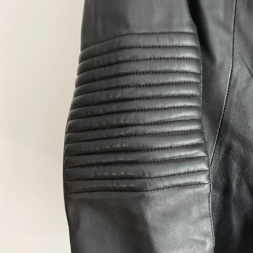 Stella & Jamie Leather Jacket Women Medium Black Open Front Drape Leather Sleeve - Picture 7 of 12