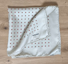 BOTTEGA VENETA Ivory white small silk pocket square gavroche polka dot 17"