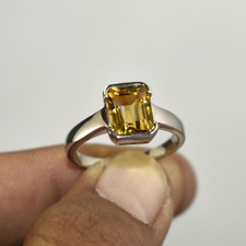 Perfect 100 Natural Yellow Topaz Ring In 925 Sterling Silver Fine Handmade Work
