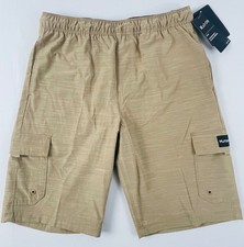 NWT Boys Hurley H2O Dri Cargo Shorts Large pull on Beige Tan Wick 38