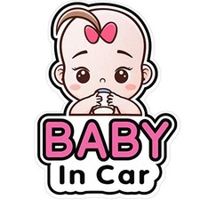 2 Pcs Baby in Car Stickers Sign and Decal for Girl Baby Car Removable Safety ...