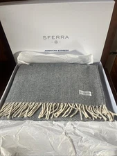 SFERRA Herringbone 51x71 Throw Blanket 100% Cotton Twisted Fringe New In Box