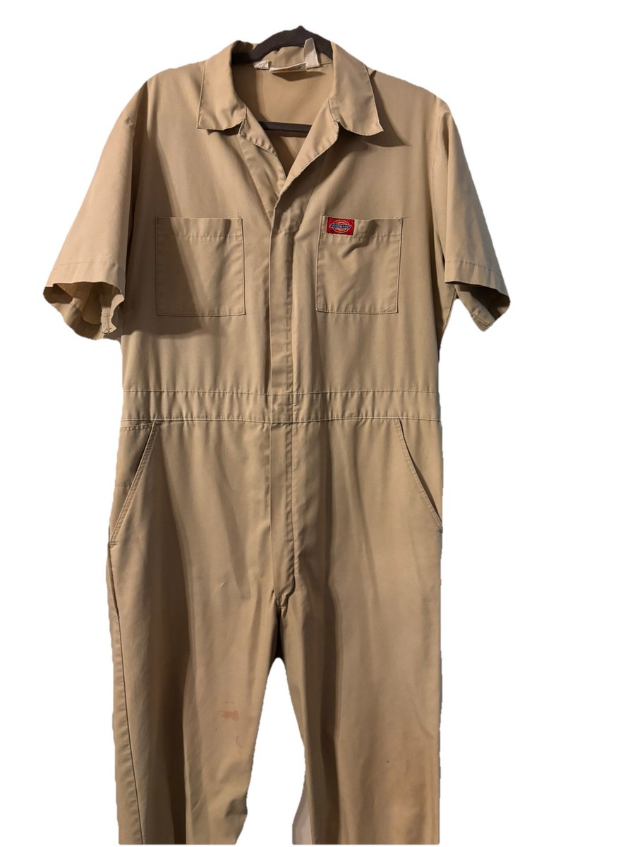 Dickies Coveralls Tan Brown Short Sleeve Men's Size 42 Tall
