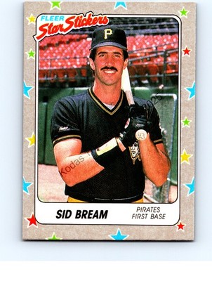 Sid Bream #113 Pittsburgh Pirates 1988 Fleer Star Stickers Excellent
