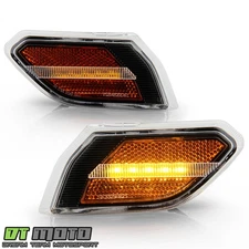 2018-2021 Jeep Wrangler Black Front LED Side Marker Lights Turn Signal Lamps Set