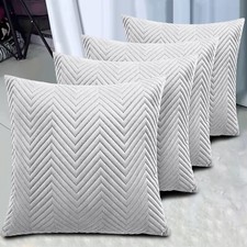 Quilted Embossed Velvet Cushion Covers 18x18" Set of 2 4 6 Bed Sofa Decor Pillow
