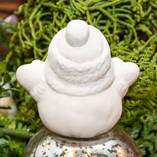 Christmas Snowman 3.7" STOCK Ceramic Bisque Ready To Paint Pottery - Picture 3 of 5