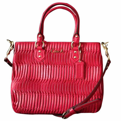 Coach Leather Soho Turnlock Mini Boston Tote Handbag White