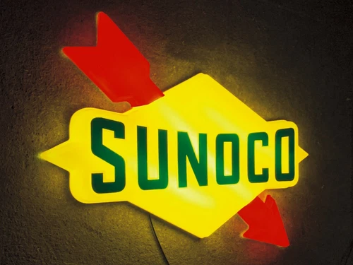 SUNOCO 3D EMBOSSED LIGHT BOX LED WALL SIGN GARAGE PETROL CAR VINTAGE GAS & OIL - Picture 1 of 24