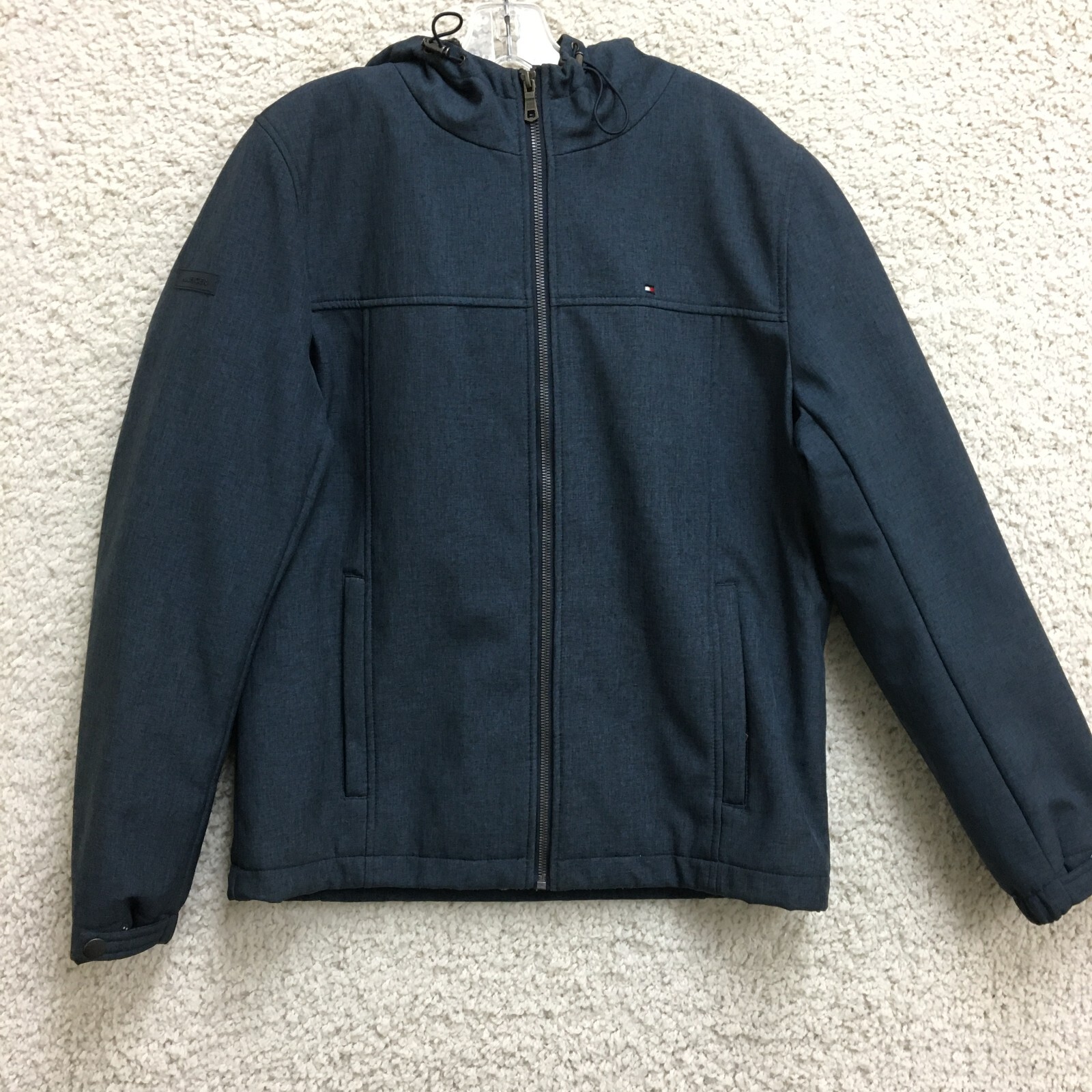 Tommy Hilfiger Mens Blue Medium Hooded Zip Jacket with Pockets