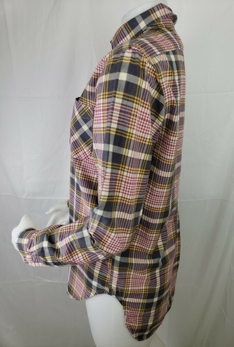 Ralph Lauren Denim & Supply Western Boyfriend Shirt M Black Tan Plaid Cotton Top - Picture 4 of 10