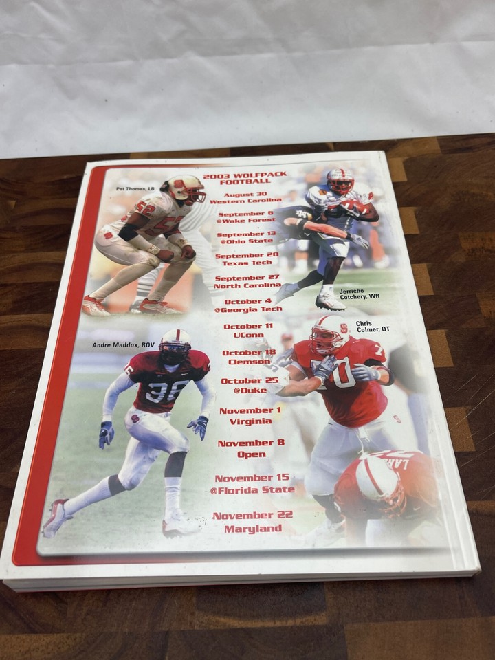 North Carolina NC State Wolfpack 2003 Football Media Guide Program w(01)