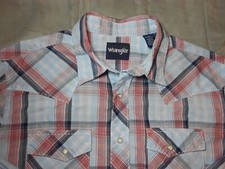 NEW WRANGLER large WESTERN SHIRT blue PEARL SNAP men's nwot