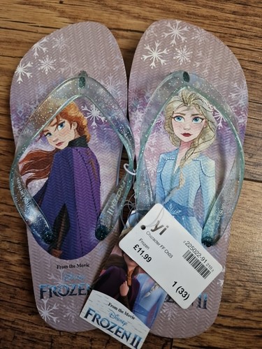 Frozen 11 Anna & Elsa Mädchen Flip Flops Sandalen UK Größe 1 EU 33 BRANDNEU - Bild 2 von 4