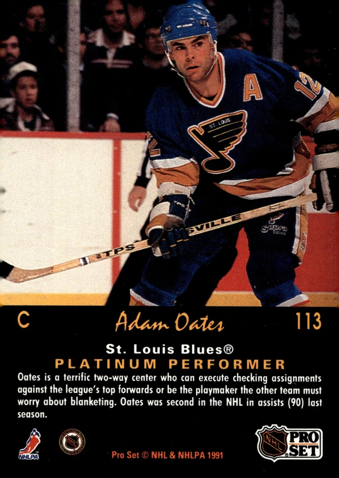 Tarjeta Adam Oates - Firmada 1991-92 Pro Set Platinum Performer #113 Foto 2 de 2