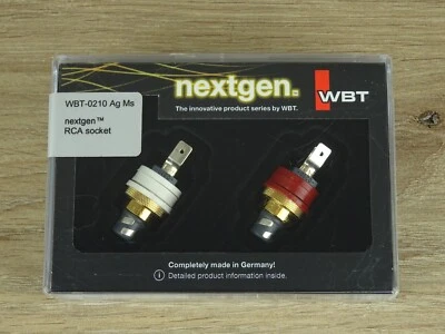 WBT-0210 Ag Ms , Cinchbuchse mit Signalleiter Feinsilber, 1x rot, 1x weiß, NEU