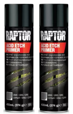 2x Upol RAPTOR Acid ETCH GREY Primer 450ml Aerosol schnelltrocknend kein Schleifen nötig