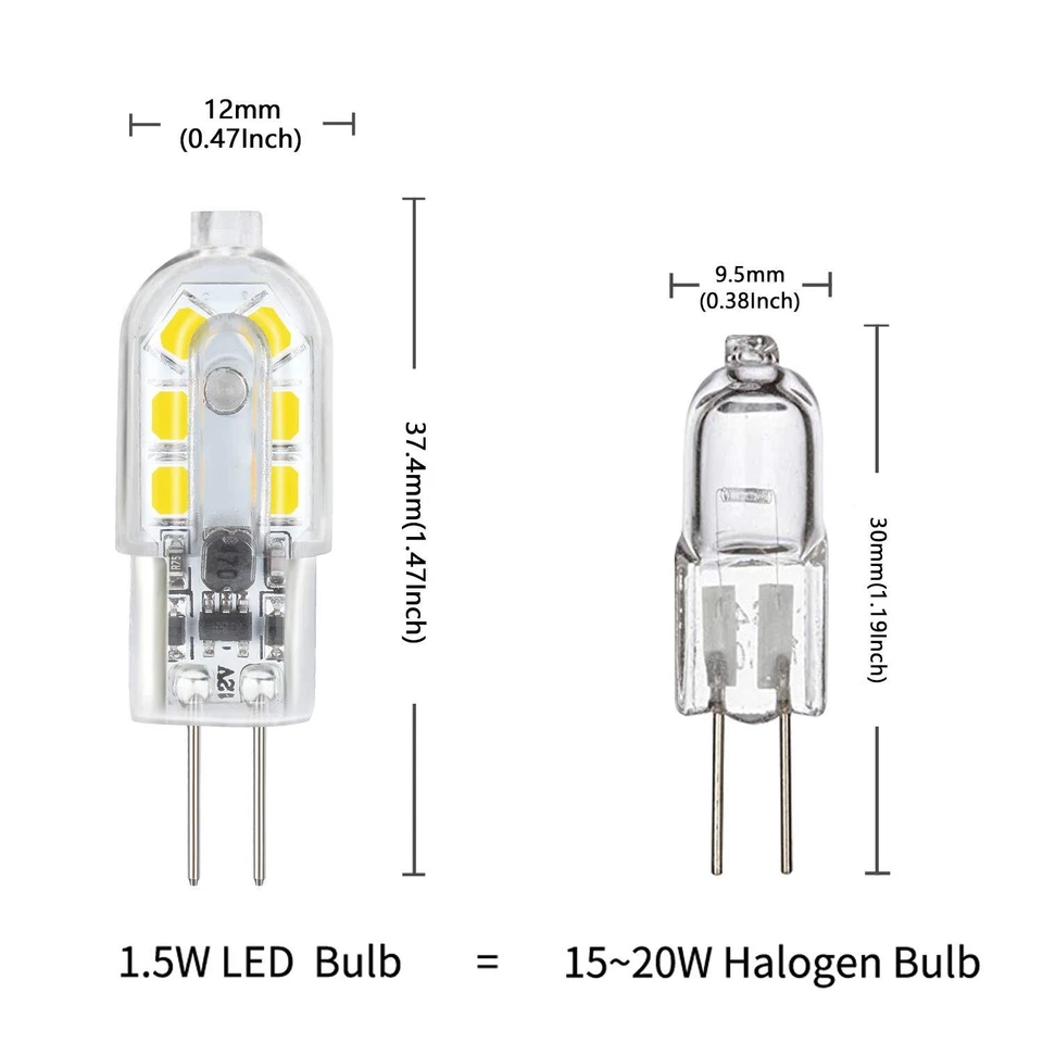 G4 LED Halogen Bulb Replacement 2W Bi-Pin Base Daylight White 6000K Non-Dimmable - Image 3 of 4