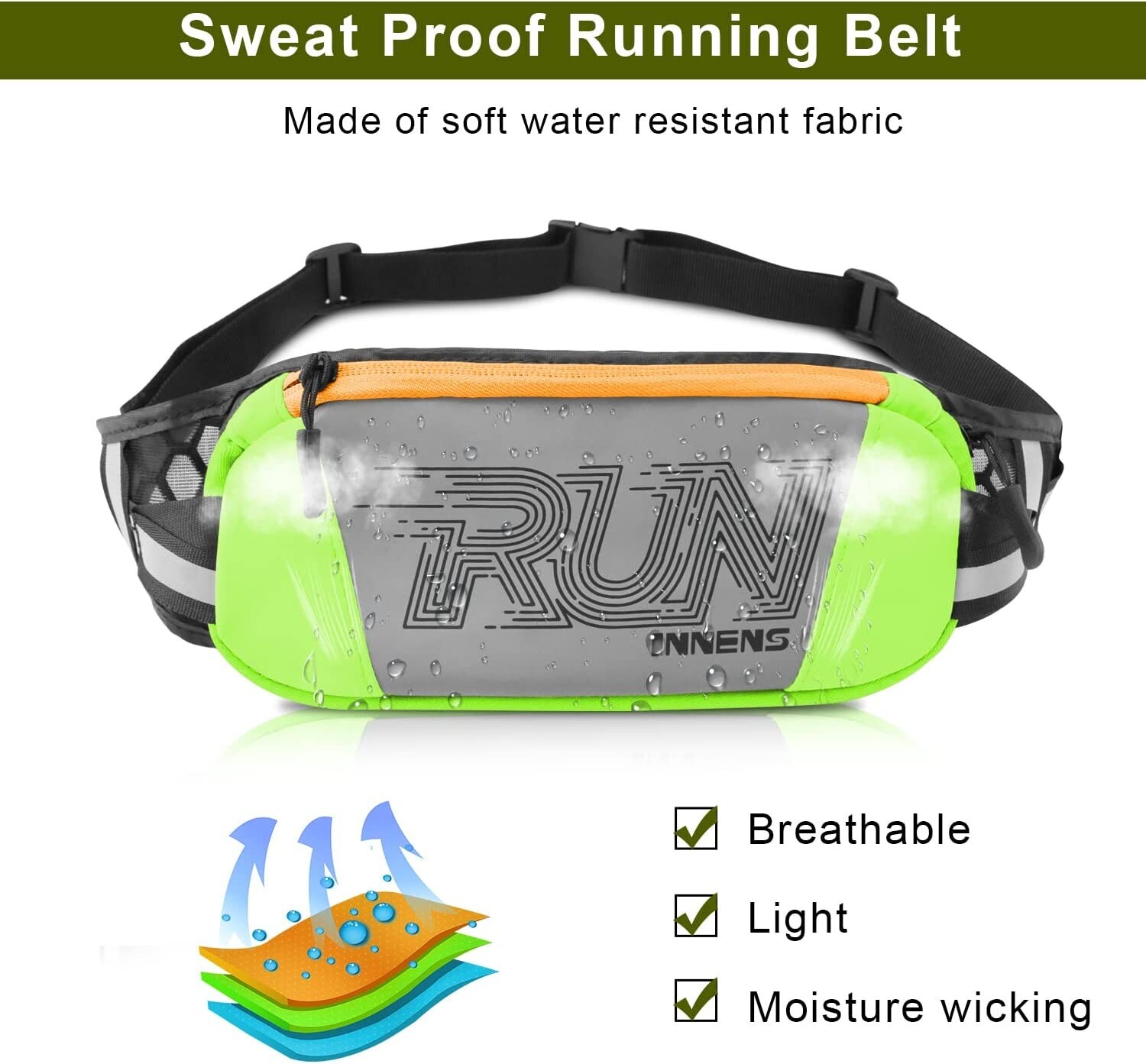 Waterproof Sport Runner Waist Bum Bag Running Jogging Belt Pouch Zip Fanny Pack