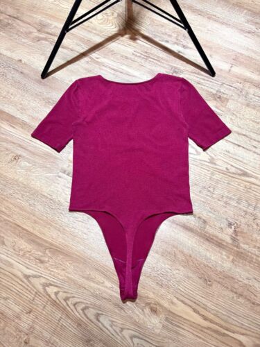 Vintage Wolford Satin Naturel Short Sleeve Thong Bodysuit Red Women's Size L - Picture 6 of 9