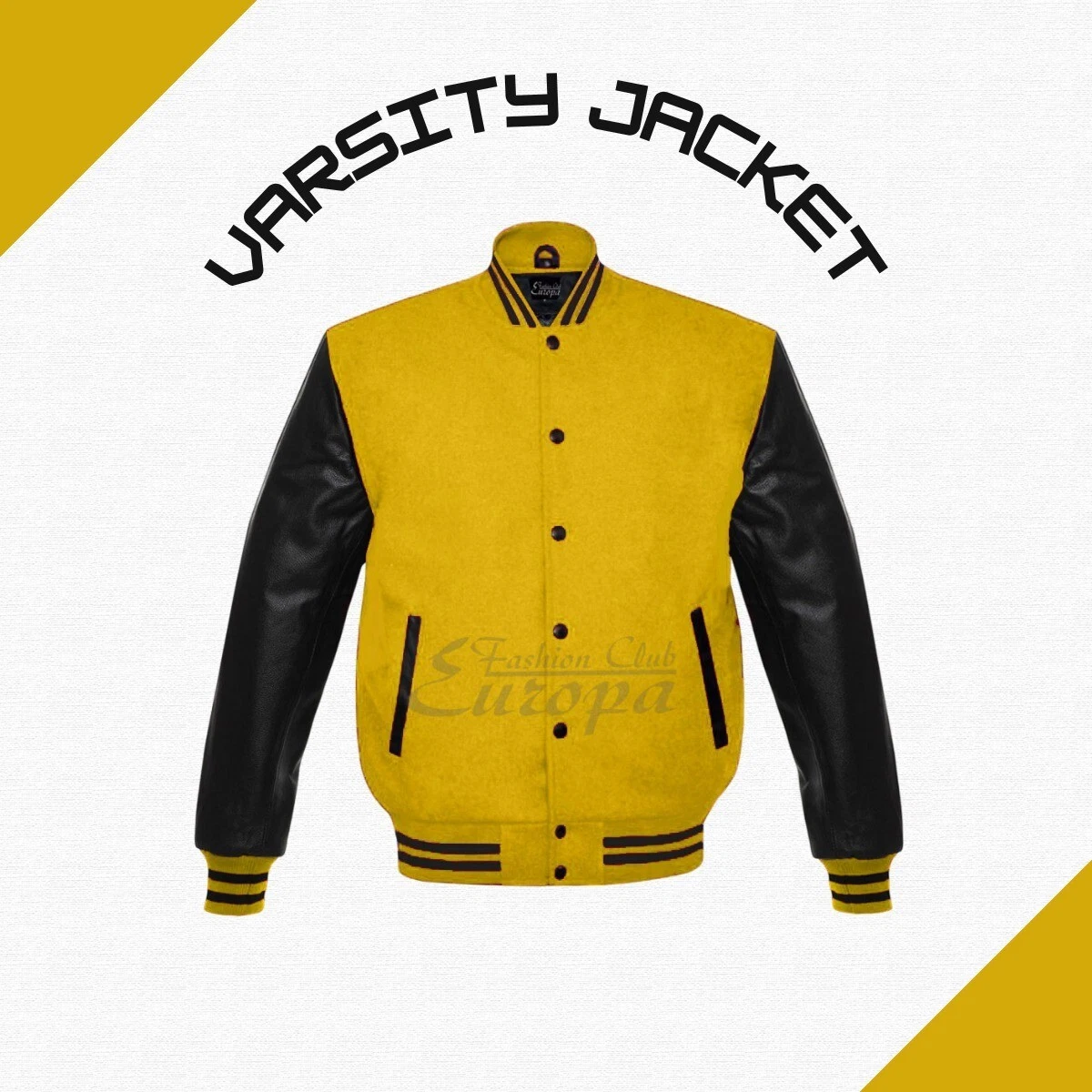 Classic Varsity Jacket Wool & Leather Sleeve Bomber College Style S-7XL Unisex