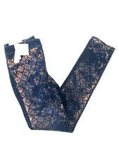 Chico's Platinum Lace Foil Jeggings Jeans Women's 0 Small 4 Blue NEW with tags
