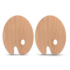 2 Pack Wooden Paint Palettes Wooden Oval-Shaped Artist Painting with Thumb Hole