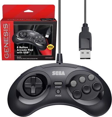 Retro-Bit Sega Genesis USB Controller 8-Button Arcade Pad RB-SGA-003.