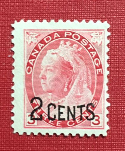Stamps Canada Sc88 2c on 3c (Sc78) carmine MNH Queen Victoria Numeral Issue 1899 - Afbeelding 1 van 2