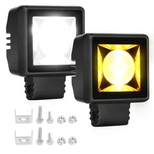 2Pcs 40W 2.3" LED Cube Pods Work Lights Amber DRL Driving Lights Fog Lamps Motor
