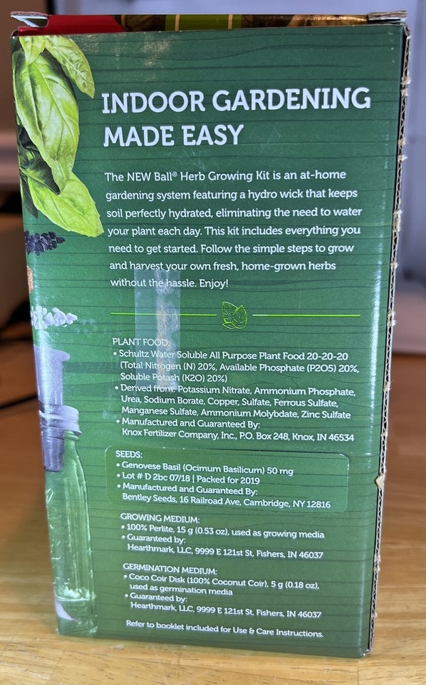 Basil Ball Herb Growing Kit SelfWatering Indoor Gardening Hydroponics