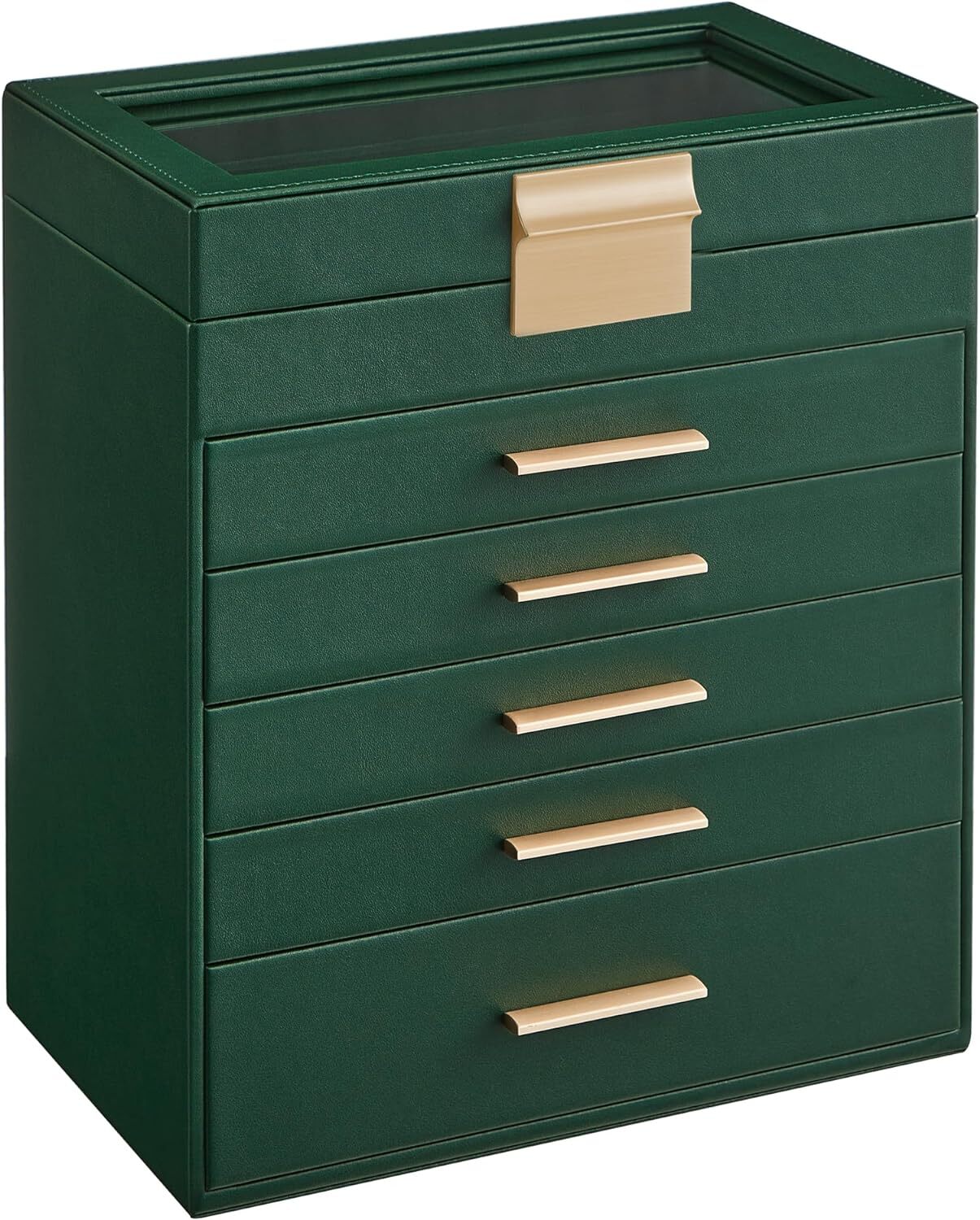 5 Drawers  for Sungl... Jewelry Box with Glass Lid  6-Layer Jewelry Organizer