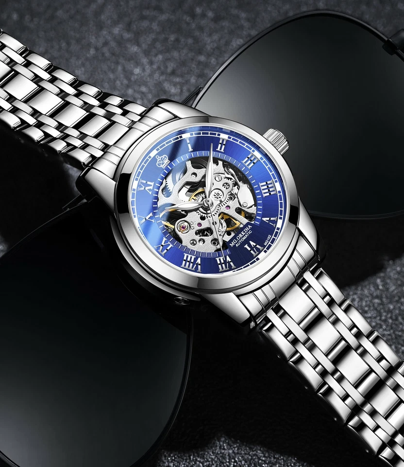 Moda Hombre Esqueleto Cuerda Automática Reloj Mecánico Steampunk  Foto 2 de 4