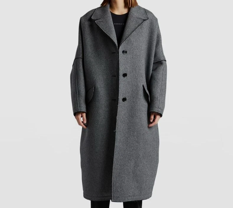 $1480 MM6 Maison Margiela cappotto donna grigio lana con bottoni davanti taglia IT 40 US 4