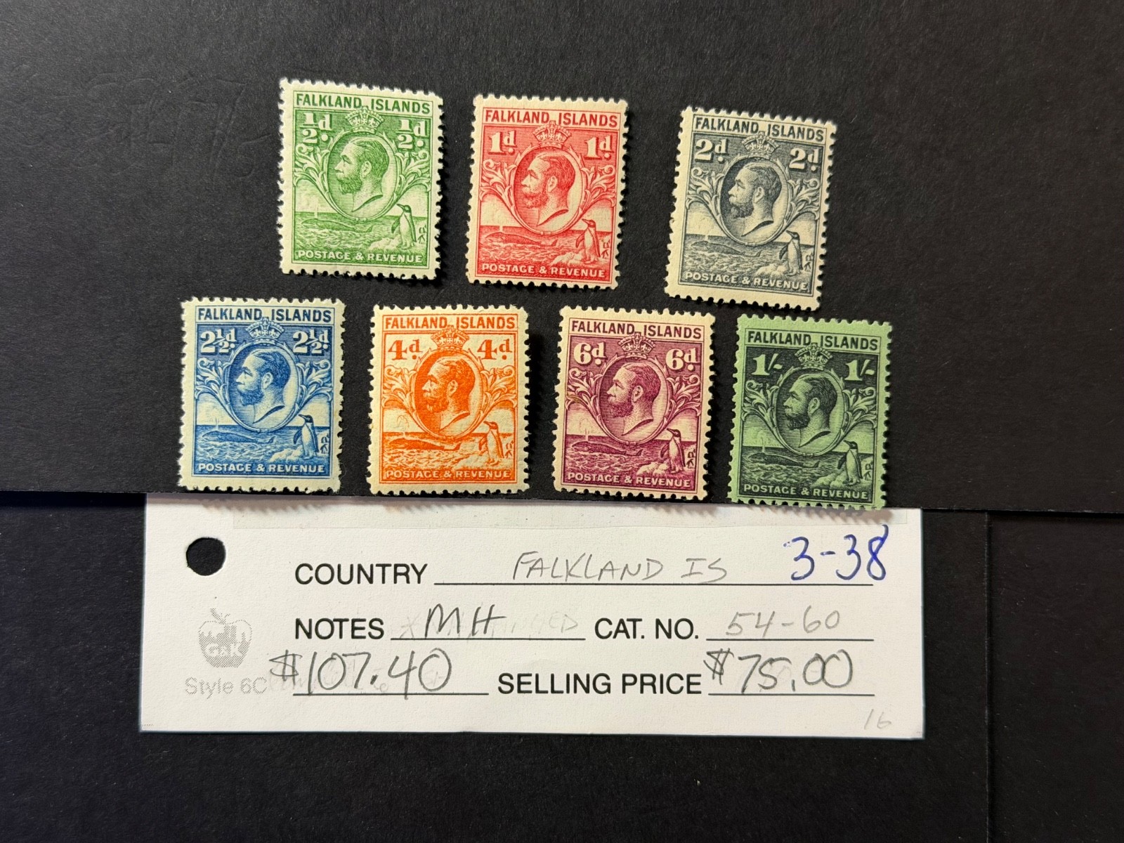 Falkland Islands  # 54 - 60  MH  2026 Scott Catalogue Value $ 107.40