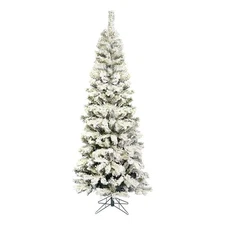 Vickerman 90" Flocked Pacific PVC Plastic Christmas Tree in White