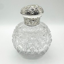 VICTORIAN SILVER MOUNTED CUT GLASS PERFUME SCENT BOTTLE 1895 G'SMITHS S'SMITHS