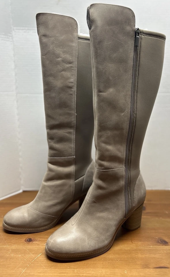 Botas hasta la rodilla SoftWalk para mujer talla 9,5 W Katia de cuero beige con cremallera S1854-117 Foto 2 de 4