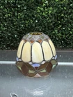 Vintage Tiffany Style Stained Glass Lamp Shade Leaded Round Green Red Blue